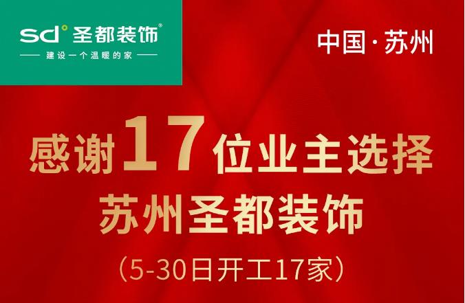 热烈祝贺5月30日苏州圣都装饰17家工地包括城邦花园、大运河府、中新翡翠、吴蠡雅苑锦麟九里、景瑞无双、三千邑、首开如苑水韵花都、天铂华府、舟山花园、正弘府等小区...