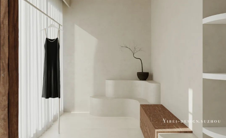YIBEI   DESIGN   SUZHOU纯粹的白色和木色巧妙的兼容，赋予整个空间宁静和调性，给人平衡有质的视觉感。The clever compatibi...