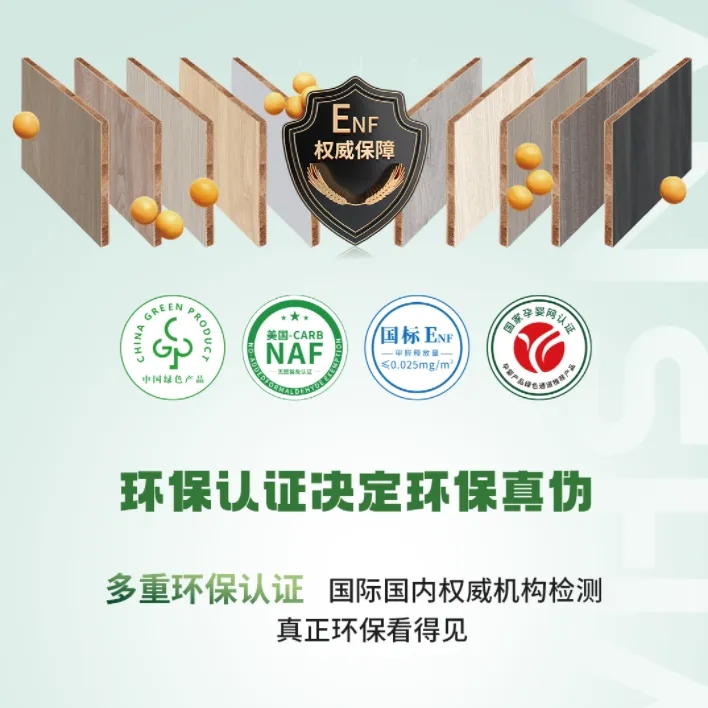 2021年，代表全球最严苛环保等级的ENF新国标（板材甲醛释放量≤0.025mg/m³）出台，让中国板材行业迅速拉开了推广普及无醛添加人造板的序幕。