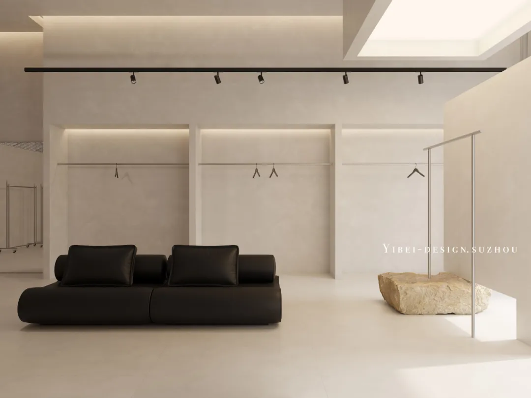 YIBEI   DESIGN   SUZHOU延续简约温柔的品牌理念，用极简的设计向人们传达柔美的线条感。为了呼应品牌理念，用空间来衬托产品，以尽可能克制的设计...