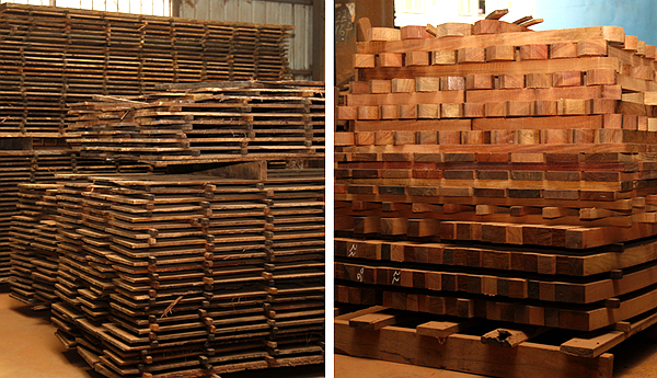 雅仕轩工厂内整齐摆放的木料